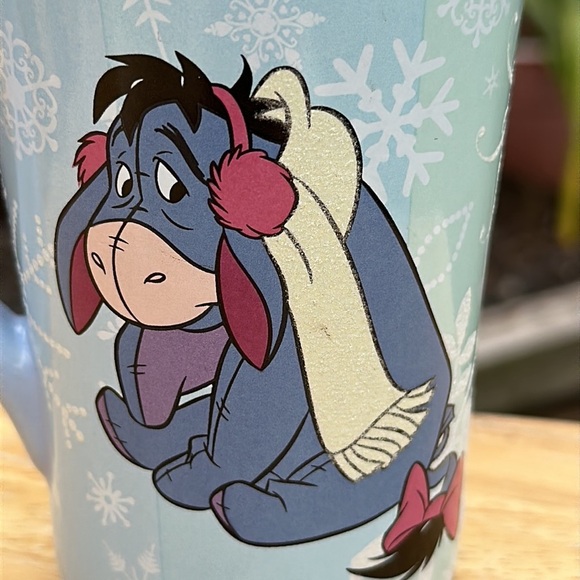 Eeyore Coffee Mug Disney Store Original Winnie The Pooh Winter Texture Snowflake - Picture 2 of 7